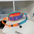 Sac banane enfant en nylon aux couleurs arc-en-ciel, avec fermeture zippée et sangle réglable - Violet