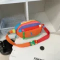 Sac banane enfant en tissu, coloris multicolore à dominante orange, zip et sangle réglable - Orange