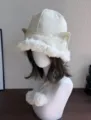 Wildleder Bommel Fliegermütze / Gebrochenes Weiß