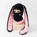 Eén maat / Zwart Roze Hart Konijnenoren