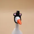 Coiffe tricotée à la main pour oie de 18 cm, avec bonnet noir, oreilles roses et bec orange - Style Bigoudi Noir / Pour Oie de 7 Pouces
