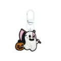 Halloween-Geisteranhänger aus Softgummi mit rosa-schwarzer Kapuze, Kürbis und weißem Metallhaken - 014-133 Weißer Hummerverschluss