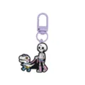 PVC-Schlüsselanhänger zu Halloween mit Skelett- und Dinoanhänger, hellviolettem Karabiner - 014-135 Lilaner Hummerverschluss