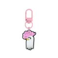Weißer Halloween-Geister-Schlüsselanhänger aus Softgummi mit rosa Clip, Ring und Zigarettenmotiv - 014-10 Rosa Hummerverschluss