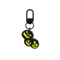 Schwarzer Halloween-Schlüsselanhänger mit Kürbis- und Totenkopfanhängern, gelben Akzenten und Metallclip - 014-12 Schwarzer Hummerverschluss
