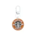 Oranger runder PVC-Schlüsselanhänger mit Pumpkin-Spice-Aufdruck, weißem Emblem und Karabinerhaken - 014-36 Weißer Hummerverschluss