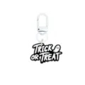 Halloween-Schlüsselanhänger mit Geistermotiv, TRICK OR TREAT-Anhänger und weißem Metallkarabiner - 014-60 Weißer Hummerverschluss
