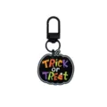 Schwarzer Halloween-Kürbis-Schlüsselanhänger mit buntem TRICK-or-TREAT-Aufdruck und Metallkarabiner - 014-63 Schwarzer Hummerverschluss
