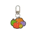 Weicher Halloween-Schlüsselanhänger mit bunten Kürbissen und silbernem Drehkarabiner - 014-65 Silberner Hummerverschluss