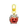 Halloween-Schlüsselanhänger aus weichem Gummi mit Geist und Kürbis sowie gelbem Metallkarabiner - 014-85 Gelber Hummerverschluss