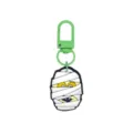 Mumien-Schlüsselanhänger aus Soft-PVC mit weißen Binden, gelben Augen und grünem Karabiner - 014-114 Grüner Hummerverschluss