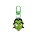 Grüner PVC-Schlüsselanhänger mit Halloween-Vampirkopf, schwarzen und roten Akzenten, Drehkarabiner - 014-115 Grüner Hummerverschluss