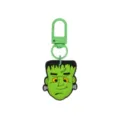 Halloween-Anhänger aus Gummi mit grünem Frankenstein-Kopf, schwarzem Haar und grünem Metallclip - 014-116 Grüner Hummerverschluss