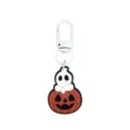 Halloween-Schlüsselanhänger mit weißem Geist, orange-rotem Kürbis und weißem Metallkarabiner - 014-121 Weißer Hummerverschluss