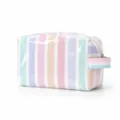 Gestreepte cosmeticatas van pvc in pastelkleuren, met ritssluiting en bijpassend handvat - Regenboogstrepen