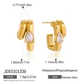Water Drop Zirconia C-Shaped Double Layer Earrings (JDE0101338) / Gold