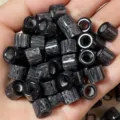 Large Hole Cylinder Bead (22) / 8.3x9.9x4.7mm / Deep Onyx Black