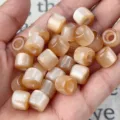 Cat Eye Large Hole Cylinder (11) / 12x10mm / Milk Tea Lotus