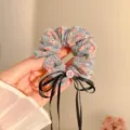 Elastico con Bottone Floreale Blu (2#)