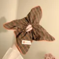 Elastico Foulard con Bottone a Quadri Arancio Caffè (1#)