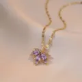 Collier Feuille d'Érable (XD835) / Violet Doré