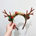Green Gauze Berry Large Antler Headband / Brown