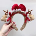 Mocha Lace Bowknot Antler Headband / Brown