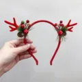 Mushroom Pine Cone Antler Headband / Red