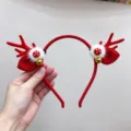 Mushroom Bell Antler Headband / Red