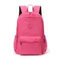 Leichter rosa Nylon-Wanderrucksack mit Reißverschlussfächern und Seitentaschen, Vorderansicht - Fuchsia