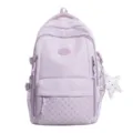 Sac à dos scolaire lilas pour fille, avec poche à étoiles, fermeture zippée et breloque étoile blanche - Sac Seul / Violet