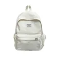 Sac à dos scolaire blanc avec broderie d’ours, petites étoiles, cœurs et poche avant à cordon - Sac Seul / Blanc