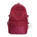 Grand sac à dos scolaire rouge en nylon, poche avant à étoiles et breloque étoile blanche - Sac Seul / Rouge