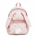Sac à dos rose pour enfant, avec oreilles de lapin, pois violets, cœurs et pompon blanc - Sac Seul / Rose