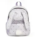 Sac à dos gris-violet à pois, oreilles de lapin, pompon doux et poche avant zippée - Sac Seul / Violet