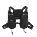 Black tactical chest pack with adjustable straps, quick-release buckles and multiple zip pockets - Black