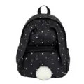 Sac à dos noir à pois blancs, motifs cœur, oreilles de lapin et pompon blanc tout doux - Sac Seul / Noir
