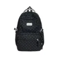 Sac à dos noir pour étudiant, à pois blancs, avec poche zippée avant et boucles latérales - Sac Seul / Noir