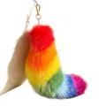 Close-up of a rainbow plush tail charm with a gold-tone chain and clasp against a white background - Full Colored (TXD94981)