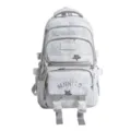 Sac à dos scolaire gris bleu délavé, motif étoilé léopard, boucles blanches et plusieurs poches - Sac Seul / Gris