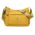 Borsa a tracolla gialla in nylon con fascia intrecciata regolabile e più tasche con zip - giallo limone