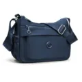 Borsa a tracolla in nylon blu navy, con tasche con zip, ampia tracolla regolabile e tasca a rete - Blu scuro