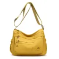 Sac bandoulière jaune léger en nylon, avec trois poches zippées à l’avant et une sangle réglable - Jaune Citron