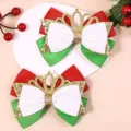 Barrette à Cheveux en Ruban Rouge Blanc Vert Couronne à Paillettes Dorées