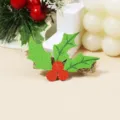 Barrette à Cheveux de Noël Feuille de Houx Verte Baie Rouge