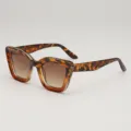 Oversized tortoiseshell cat-eye sunglasses with layered frames and brown gradient lenses - Tortoise Frame Gradient Tea Lens