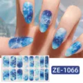 Marbre Océan Bleu Et Blanc (ZE-1066) / 16 Feuilles (Feuille Nue Et Lime à Ongles)