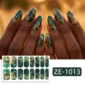 Green Marble Gold Foil (ZE-1013) / 16 Sheets (Naked Sheet And Nail File)