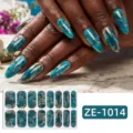 Blue Green Smudge Silver Glitter (ZE-1014) / 16 Sheets (Naked Sheet And Nail File)