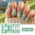 Green Gradient Gold Lines (ZE-1016) / 16 Sheets (Naked Sheet And Nail File)